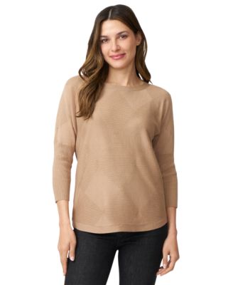 Women's Boat-Neck Diamond-Knit Dolman-Sleeve Sweater