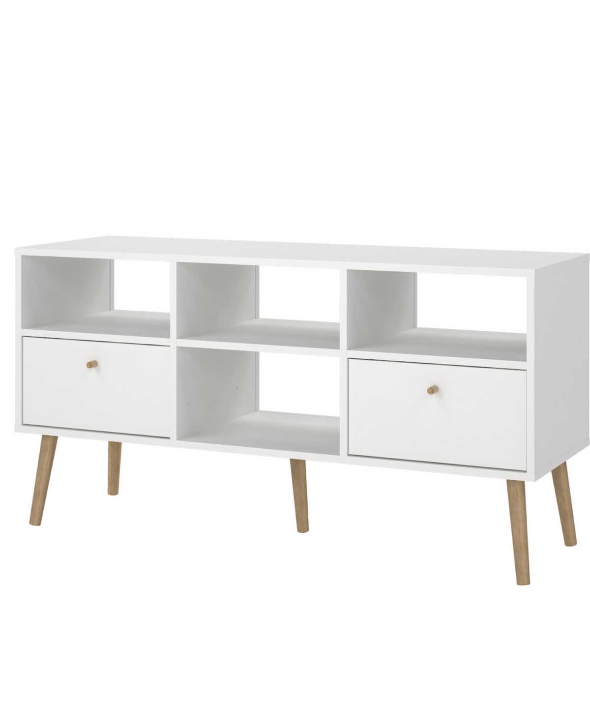 Tvilum 23.94" Wood 2 Drawer And 4 Shelf Tv Stand In White