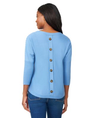 Women's Boatneck Button-Back Dolman-Sleeve Sweater