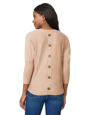 Women's Boatneck Button-Back Dolman-Sleeve Sweater