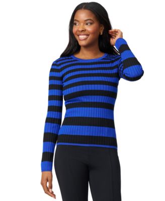 Women's Striped Ribbed Crewneck Sweater