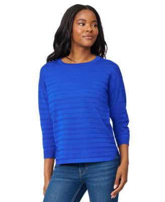 Women's Ottoman-Rib Crewneck 3/4-Sleeve Sweater