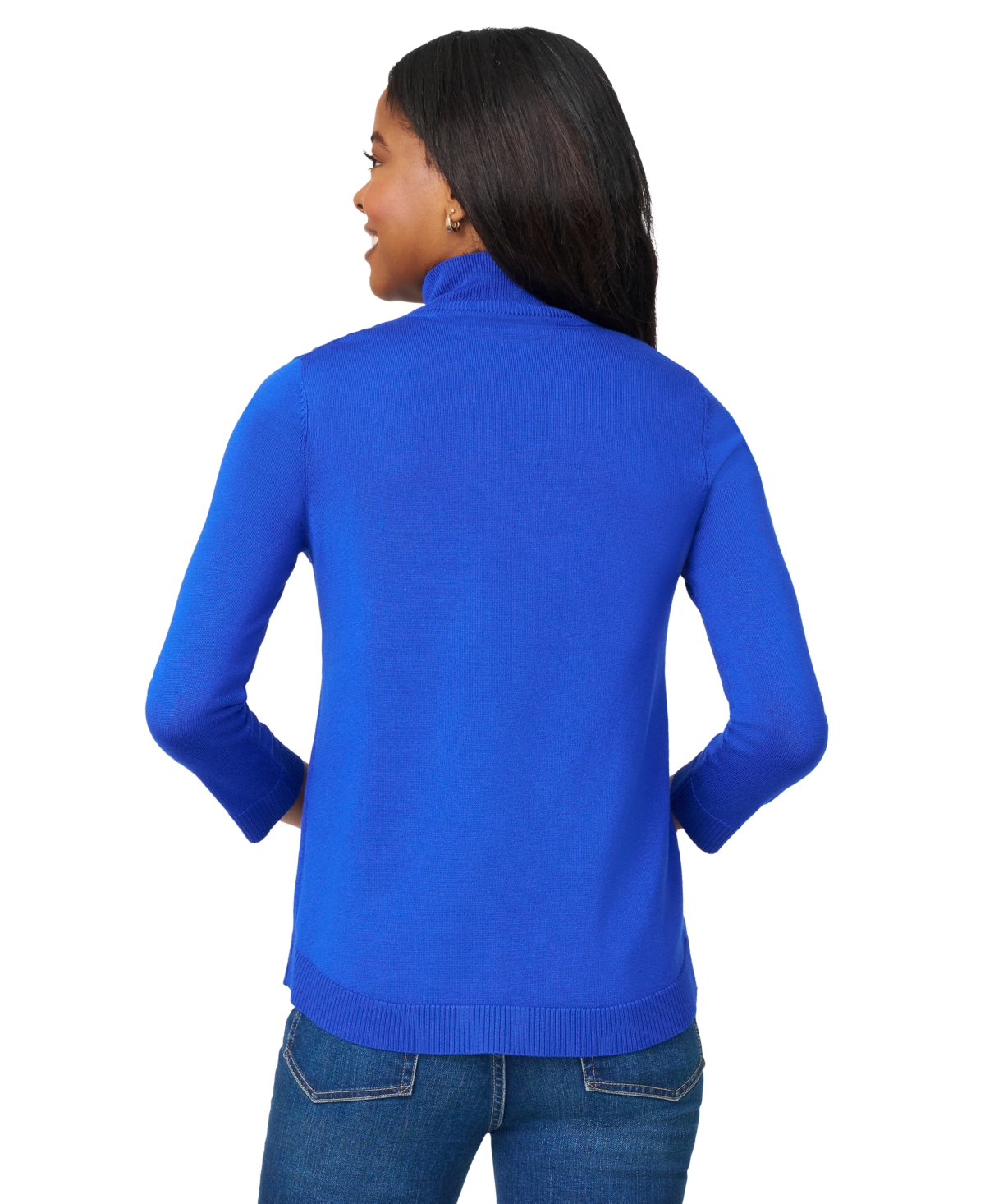 Melissa Paige Women's Mock-neck Side-zip Sweater In Blue