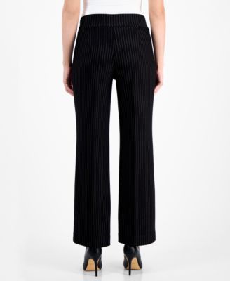 Petite Ponte Pinstripe Mid-Rise Pull-On Pants