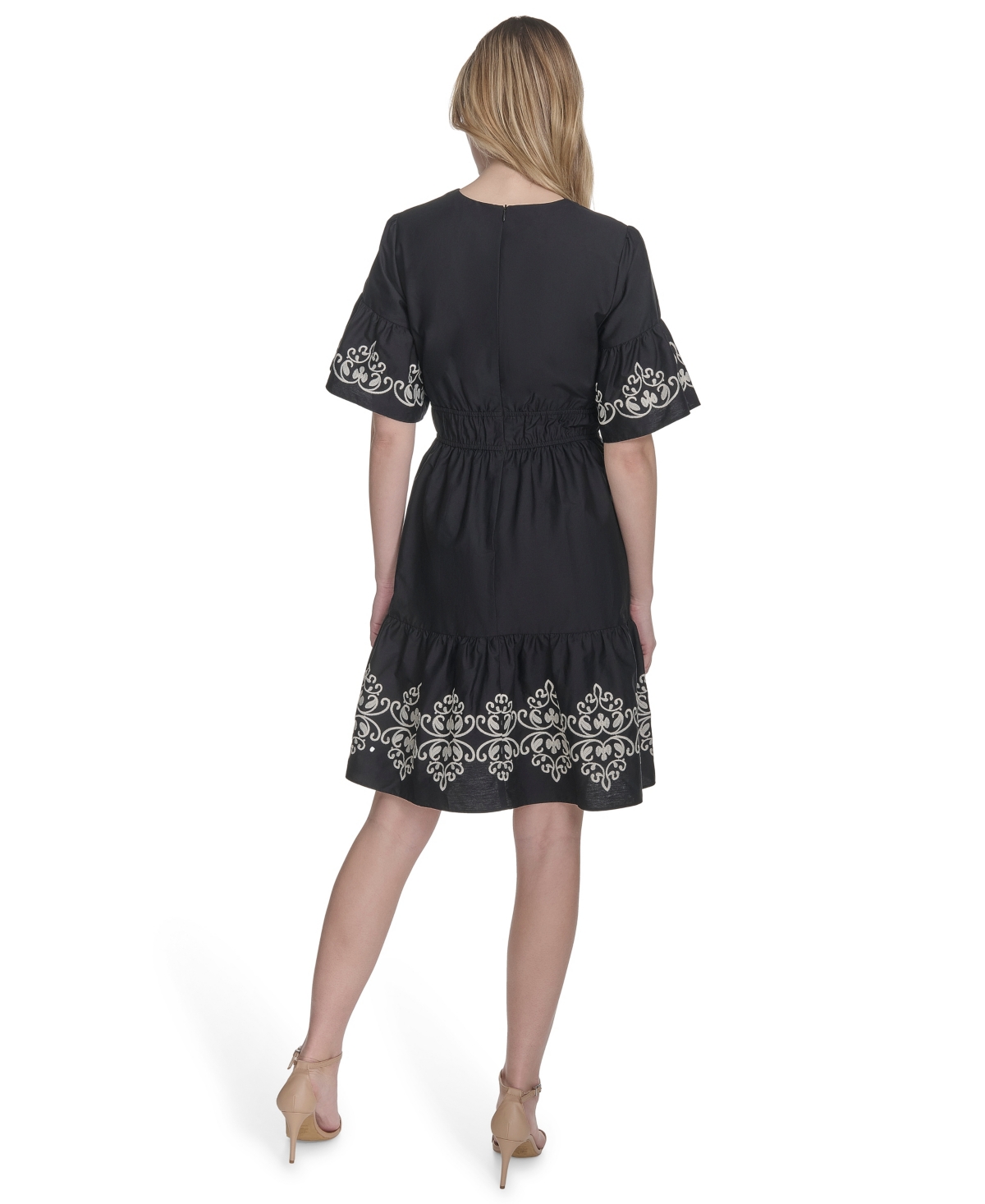 Vince Camuto Women's Cotton Embroidered Fit & Flare Dress In Blue