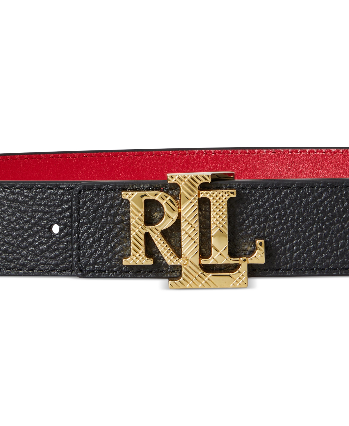 Lauren Ralph Lauren Logo Pebbled Leather Belt