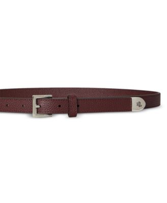 Pebbled Leather Skinny Belt
