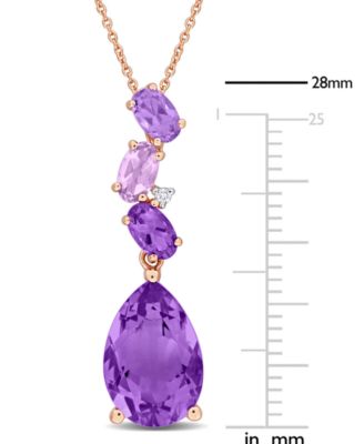 Amethyst & Pink Amethyst (3 5/8 ct. t.w) Diamond Accent Teardrop Necklace in 10k Rose Gold