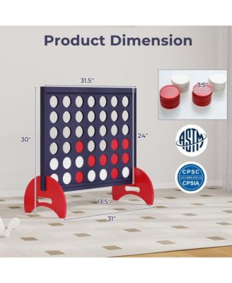 Giant 4-in-a-row Game Set Wooden Jumbo 4-to-Score Game with Carrying Bag