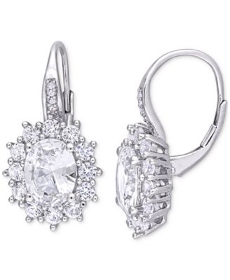 Lab-Created Gemstone & Diamond Accent Drop Earrings in Sterling Silver