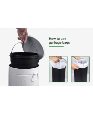 3.2 Gal./12-Liter and 0.8 Gal./3 Liter Old Time Style Round  White  Metal Step-on Trash Can Set