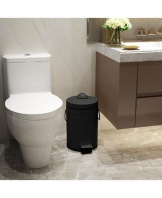 3.2 Gal./12 Liter and 0.8 Gal./3 Liter Old Time Style Round Black Color Metal Step-on Trash Can Set