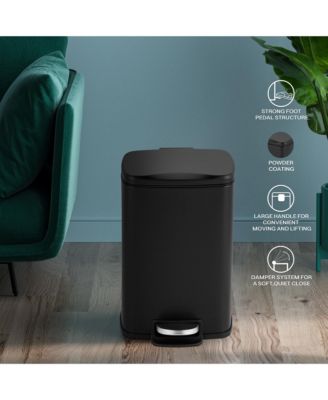 1.3 Gal./5 Liter Rectangular Matt Black Step-on Trash Can for Bathroom and Office