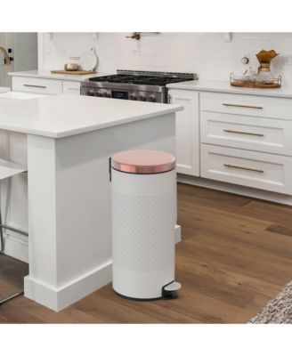 8 Gal./30 Liter White Metal Round Shape Step-on Trash Can with Diamond body design for Kitchen