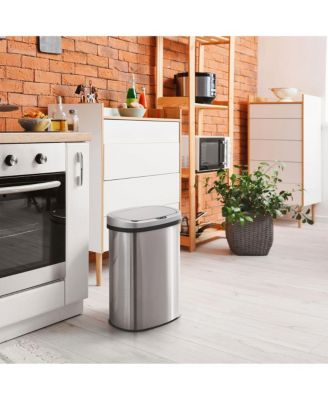 13 Gal./50 Liter Stainless Steel Oval Motion Sensor Trash Can for Kitchen