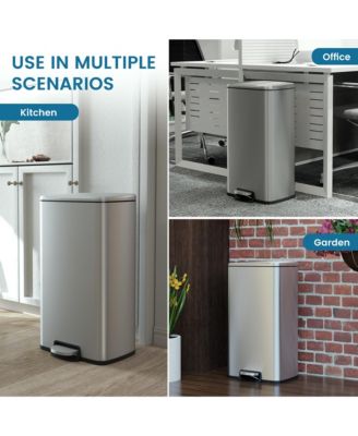 8 Gal./30 Liter Rectangular Stainless Steel step-on Trash Can for kitchen