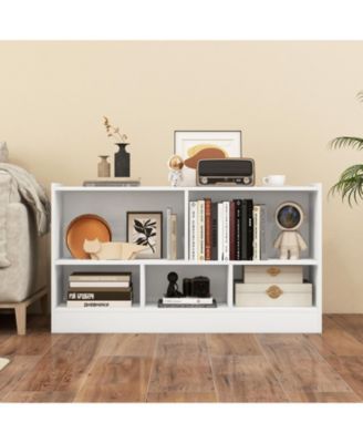 Kids 2-Shelf Bookcase 5-Cube Wood Toy Storage Cabinet Organizer