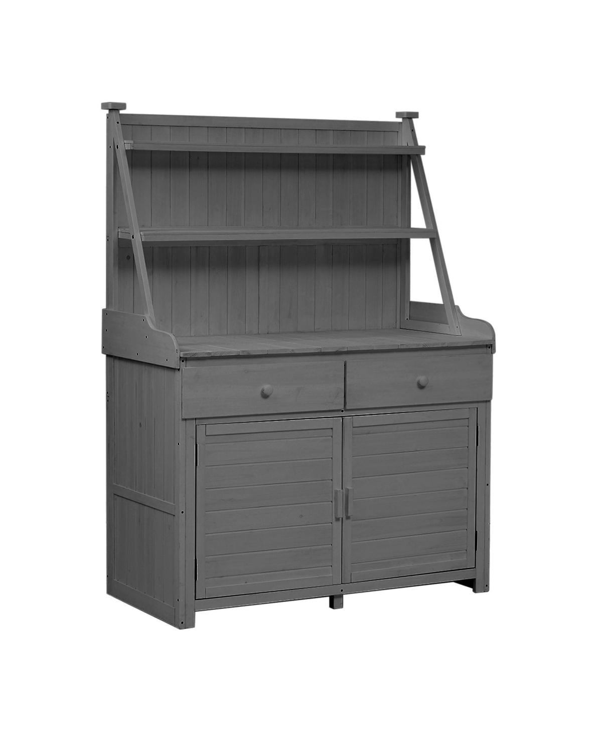 65 Inch Fir Wood Potting Bench with Drawer and Cabinet Storage - Brown