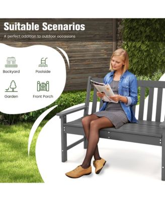 Garden Bench All-Weather HDPE 2-Person Outdoor Bench for Front Porch Backyard