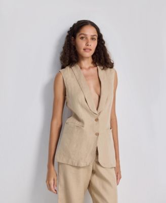 Women's Sleeveless Hemp Jacket Set