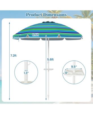 6.5 FT Beach Umbrella for Sand Heavy-Duty Sunshade Parasol w/ Sand Anchor