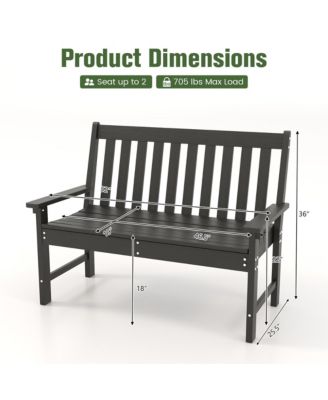 Garden Bench All-Weather HDPE 2-Person Outdoor Bench for Front Porch Backyard
