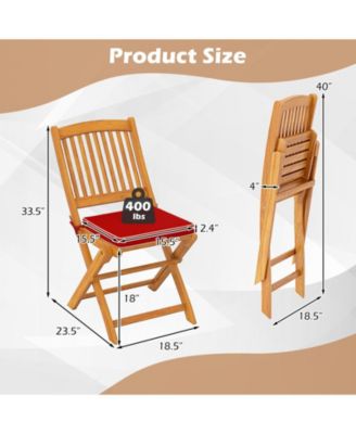 Outdoor Folding Chairs with Seat Cushions Set of 2