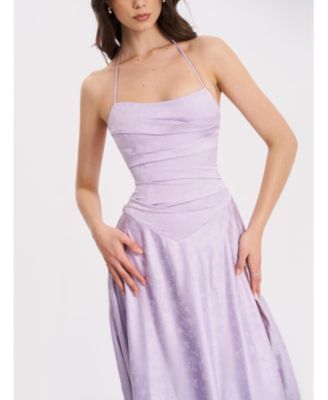 Women's Raegan Taro Purple Jacquard Rouched Maxi Dress