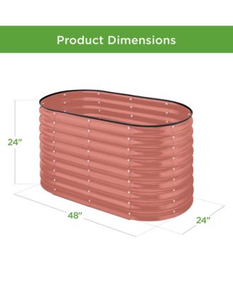 4' x 2' x 2' Raised Metal Oval Garden Bed Planter Box for Vegetables and Flowers