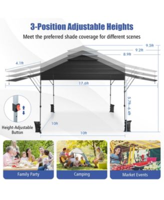 Outdoor Instant Pop-up Canopy Tent with Dual Half Awnings