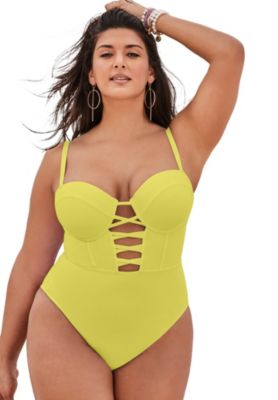 Women's Underwire Lace Up One Piece Swimsuit
