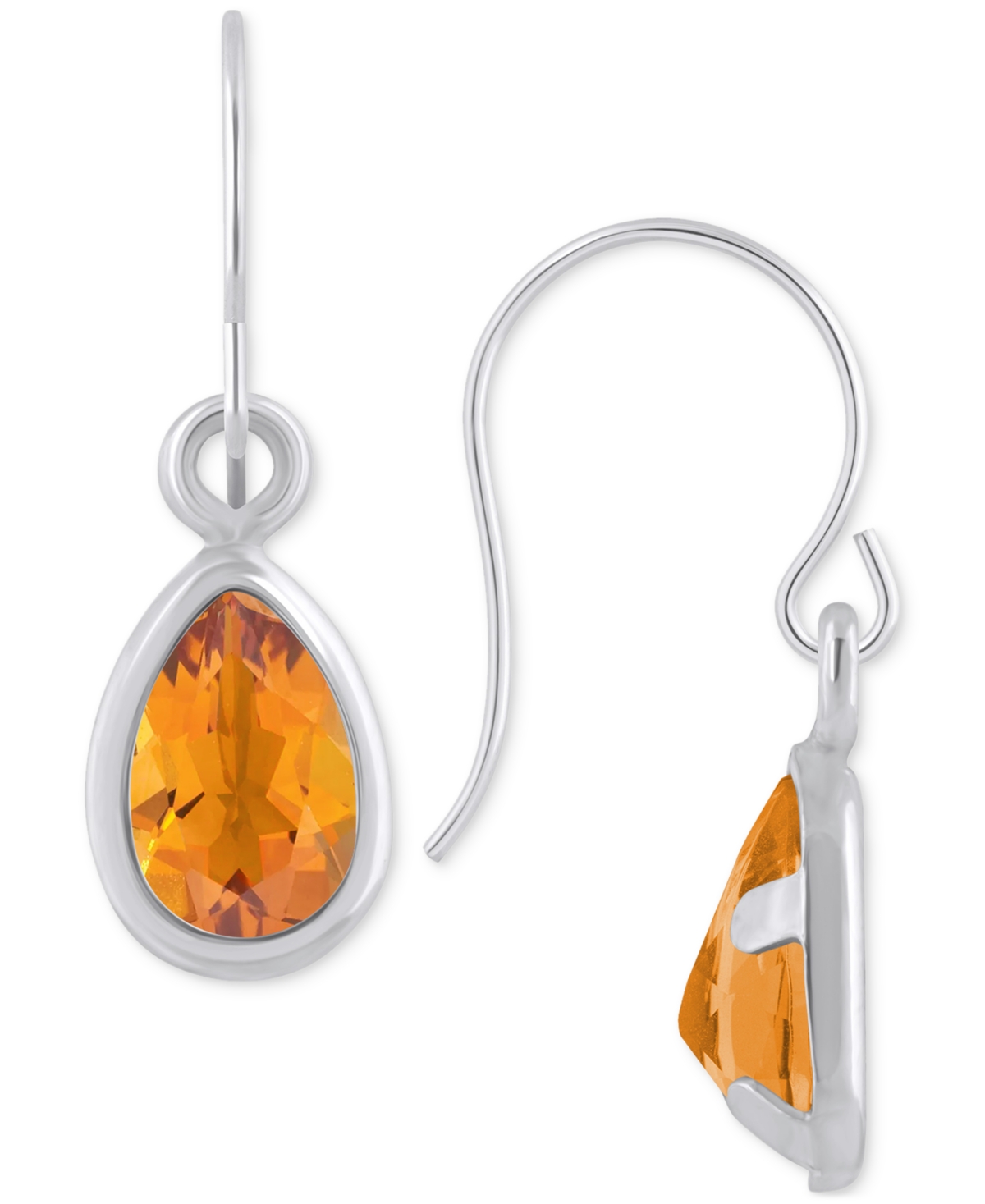 Macy's Amethyst Pear Bezel Drop Earrings (3/4 Ct. T.w) In 10k Gold (also In Additional Gemstones) In Multi