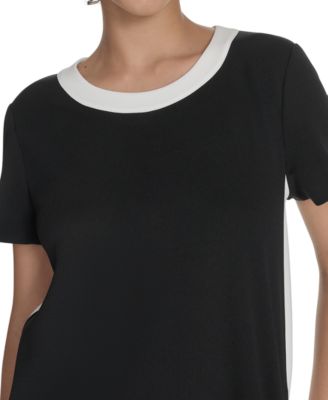 Women's Short-Sleeve Scuba Crepe Shift Dress