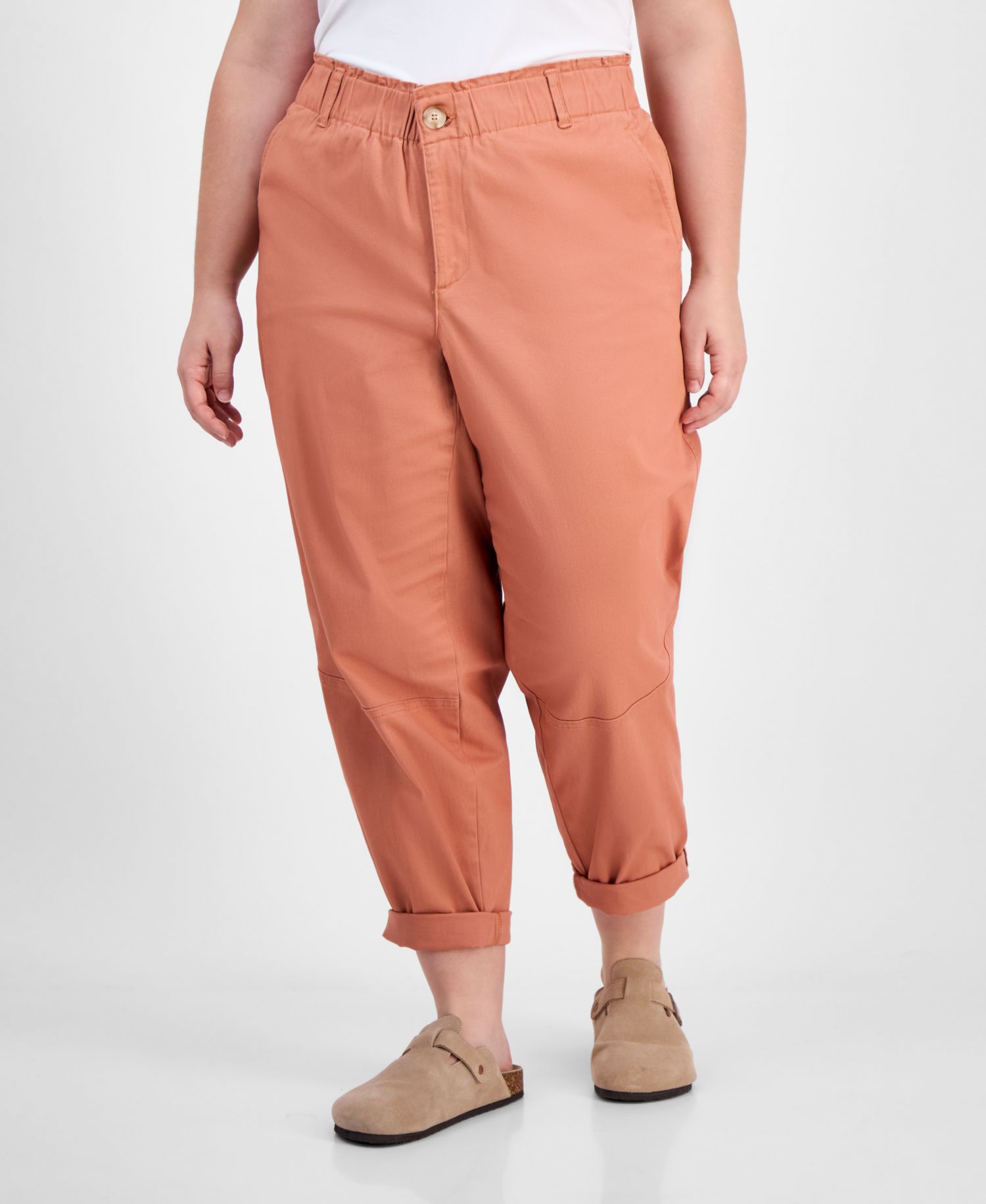 Plus Size Sky Rise Paperbag Pants