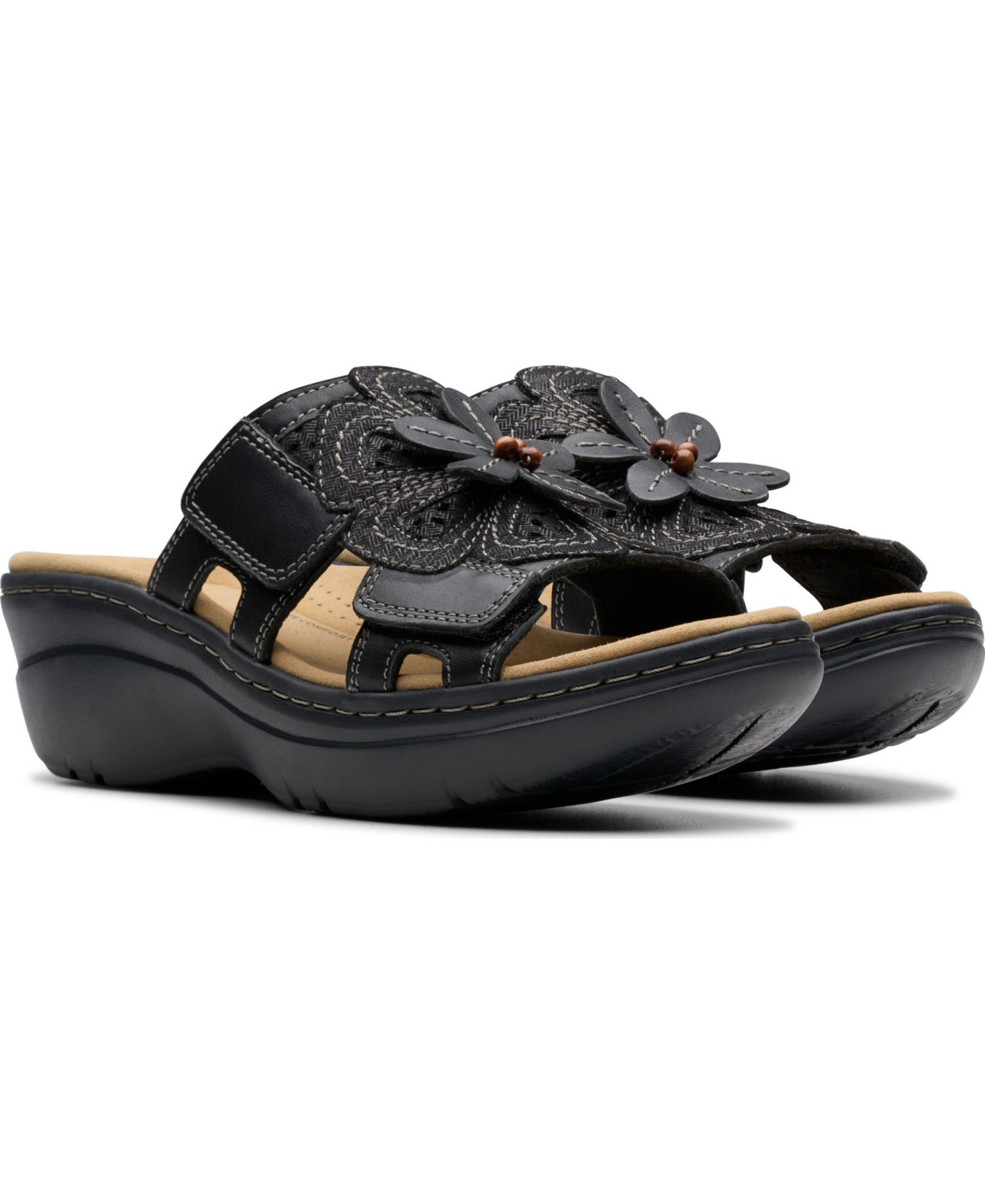 Merliah2 Belle Flower Leather Wedge Sandals