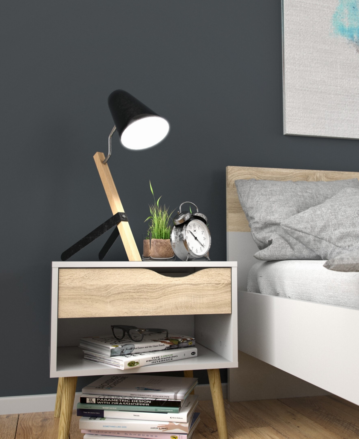 Tvilum 19.57" Wood 1 Drawer Nightstand