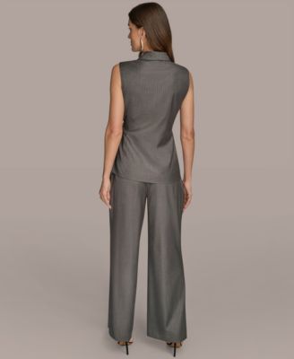 Women's Sleeveless Pinstripe Wrap Vest