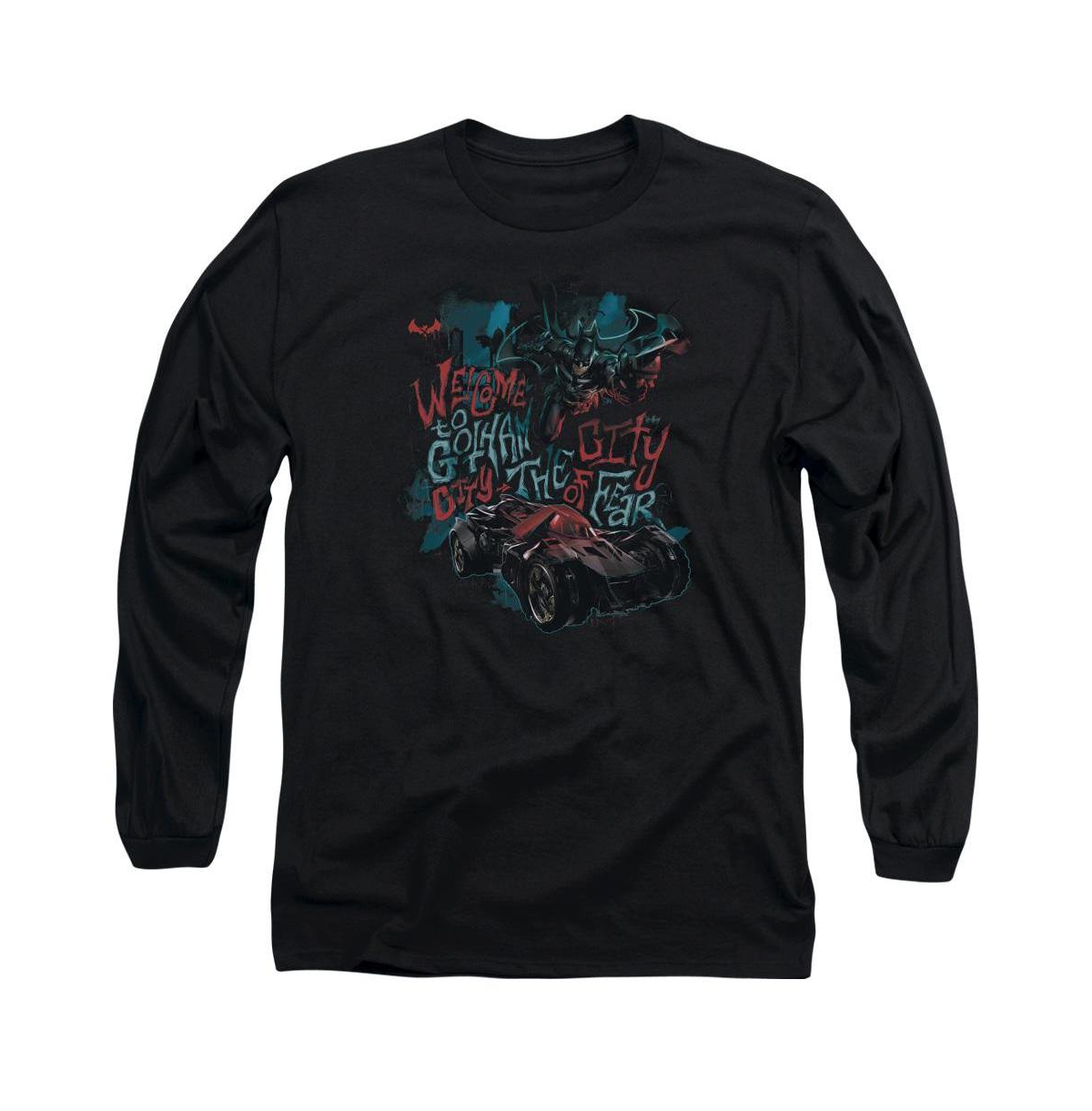 Men's Arkham Knight City Of Fear Long Sleeve Adult Tee / T-Shirt - Black