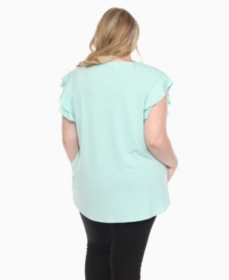 Plus Size Ruffled Sleeve Solid Top