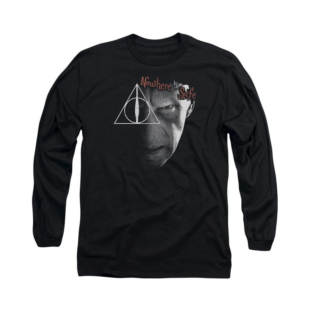 Men's Nowhere Is Safe Long Sleeve Adult Tee / T-Shirt - Black