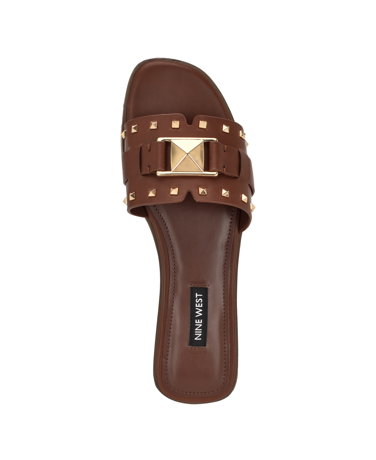 Nine West Women's Griyen Studded Flat Slide Sandals In Brown