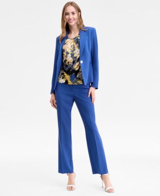 Women's Stretch-Crepe One-Button Seamed Jacket, Regular & Petite