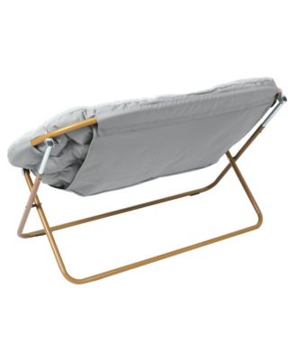 EMMA + OLIVER Double Steel Janey Folding Saucer Chair and Ottoman