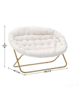 EMMA + OLIVER Double Steel Janey Folding Saucer Chair and Ottoman