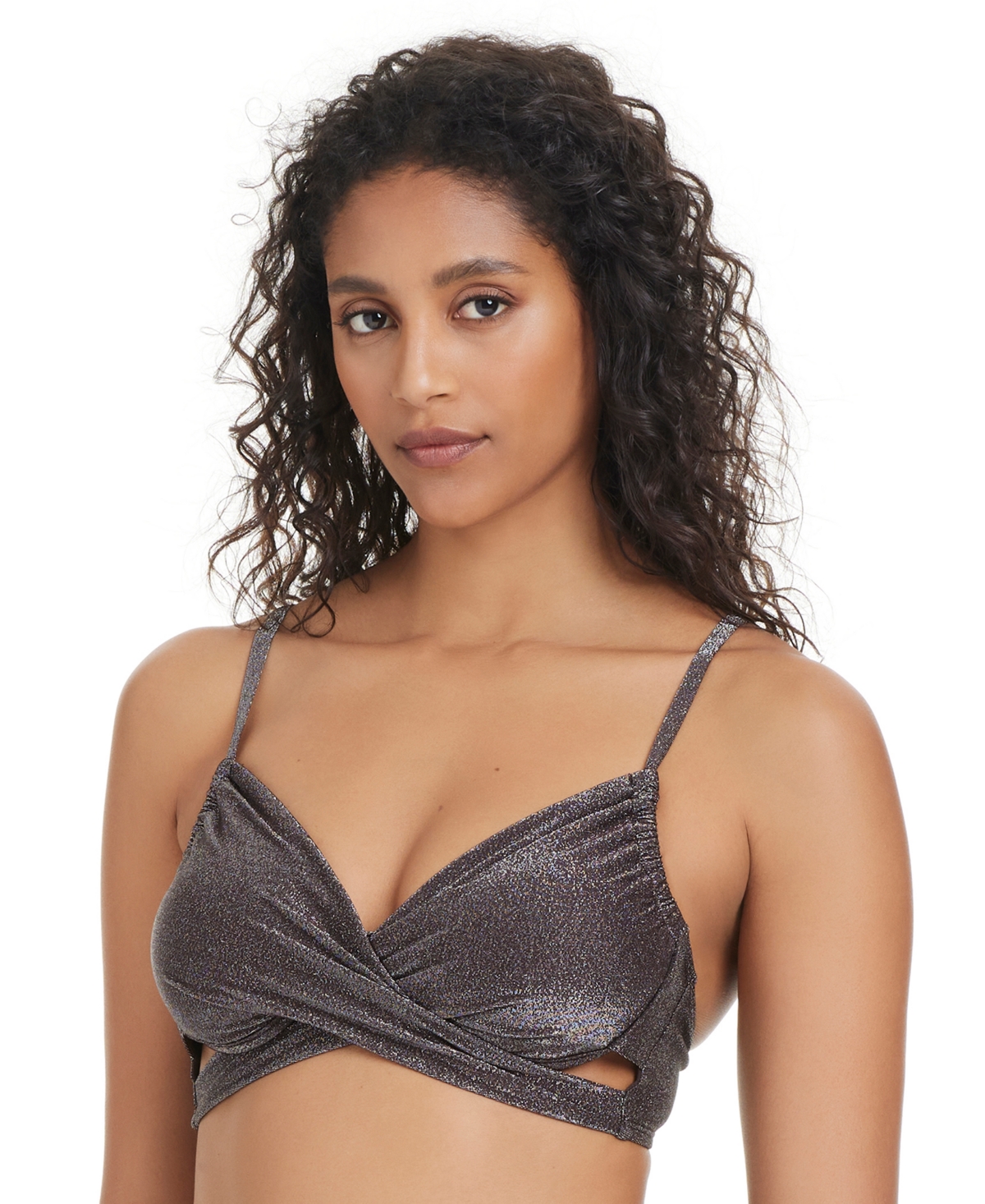 Bar Iii Women's Shimmer Core Underwire Bikini Top, Exclusively At Macy's In Brown