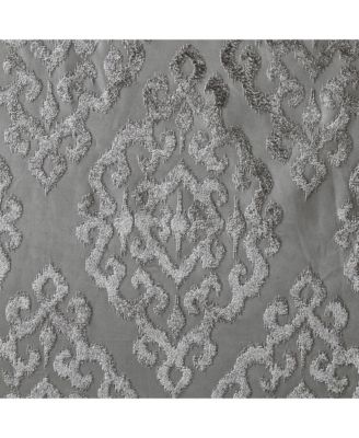Mirage Knitted Jacquard Damask Total blackout curtains for bedroom, Silver grommet top fit up to 1.25 inches rod Single Curtain Panel for Living Room, Width 50 length 108 inches, Pitch Black Ambiance Navy 1 Window Panel