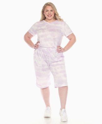 Plus Size Short Sleeve and Capri Lounge Set