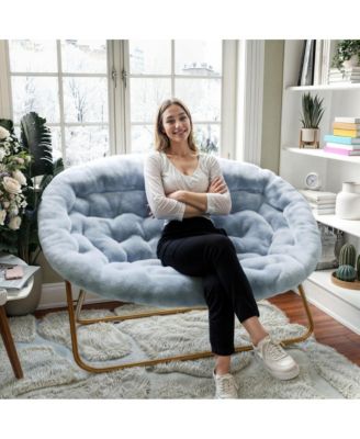 EMMA + OLIVER Double Steel Janey Folding Saucer Chair and Ottoman