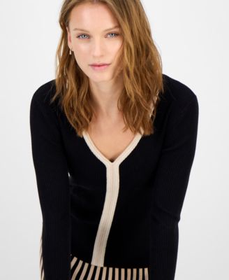 Women's Contrast-Trim Knit Top