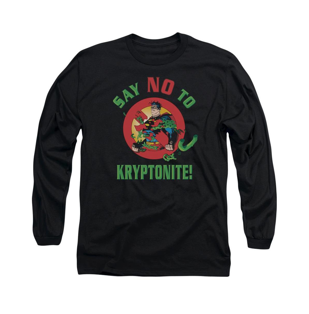 Men's Say No To Kryptonite Long Sleeve Adult Tee / T-Shirt - Black